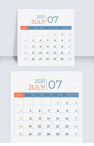 七月的日历表图片2021图片
