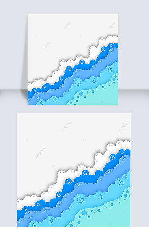 剪纸夏季海浪水花抽象