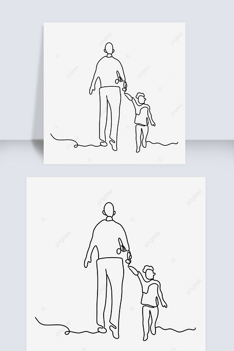 抽象线条画父亲节背影