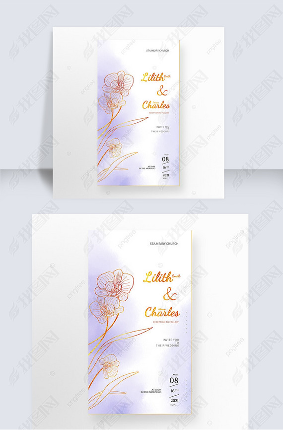 purple watercolor wedding invitation vertical slip instagram story