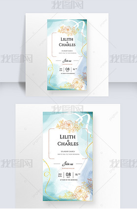 teal watercolor plant wedding invitation vertical instagram story