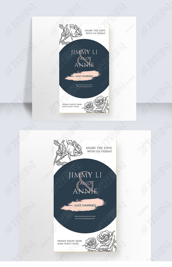 fashion simple flower line wedding invitation instagram story