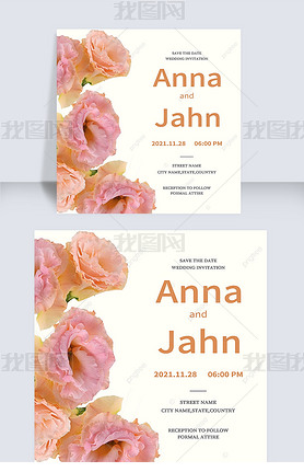 pink and romance wedding invitation instagram post