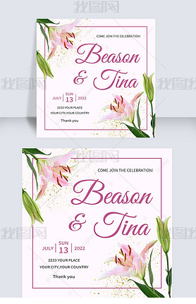 flower gold foil wedding invitation instagram post