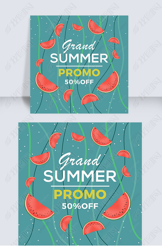 cartoon lovely summer fruit social media advertisement