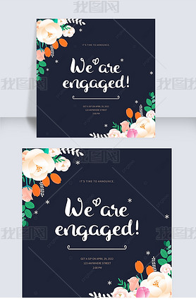 flower border engagement invitation instagram post