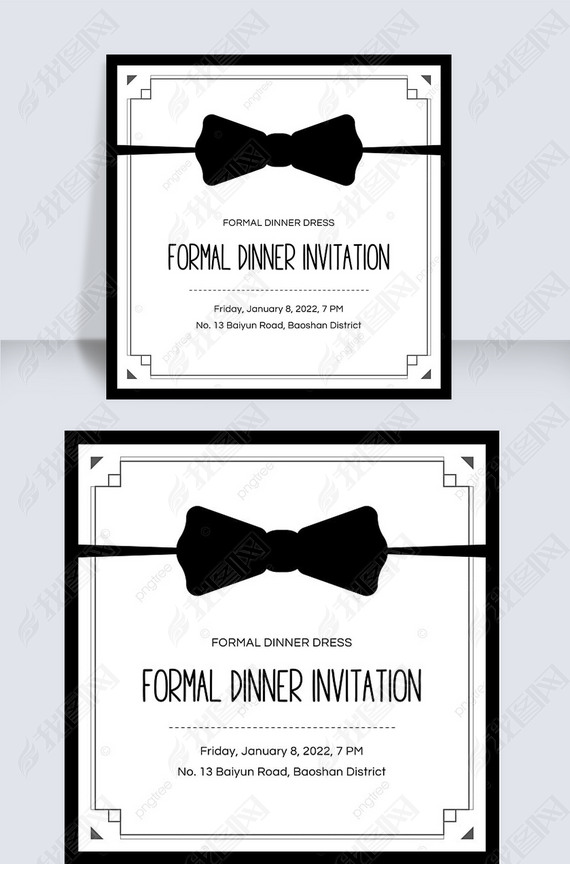 black bow tie dinner invitation instagram post