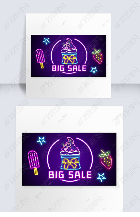 neon light effect ice cream sales creative contracted banner