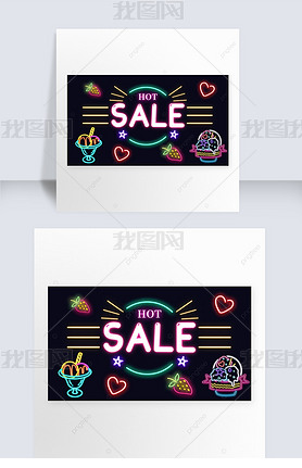 neon light effect ice cream sales creative banner