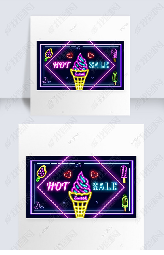 neon light effect ice cream sales contracted creative banner