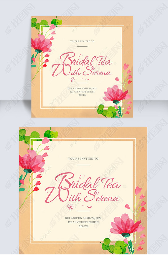 pink flowers bridal shower invitation instagram story