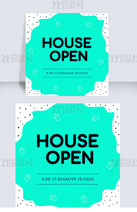 abstract art house open invitation template instagram post