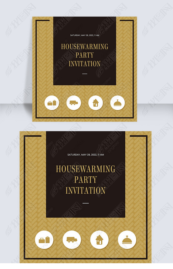 abstract geometric dark pattern housewarming dinner invitation instagram story