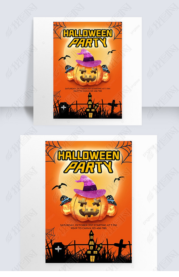 cartoon halloween contracted posters