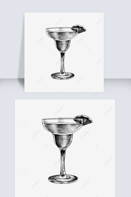 素描单杯鸡尾酒