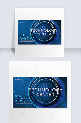 深蓝色圆圈科技感商务业务宣传横幅