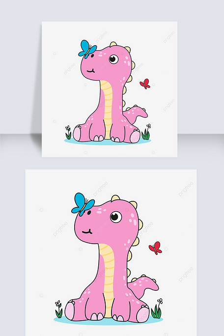 可爱手绘卡通动漫恐龙宝宝粉红色霸王