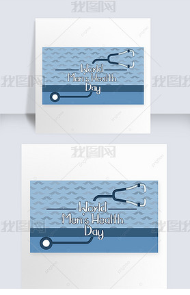 men s health day beard and stethoscope cartoon blue banner