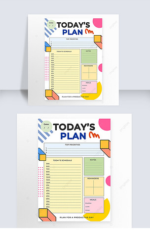 彩色几何装饰风格每日计划表格