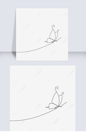 抽象线条画飞行蝴蝶