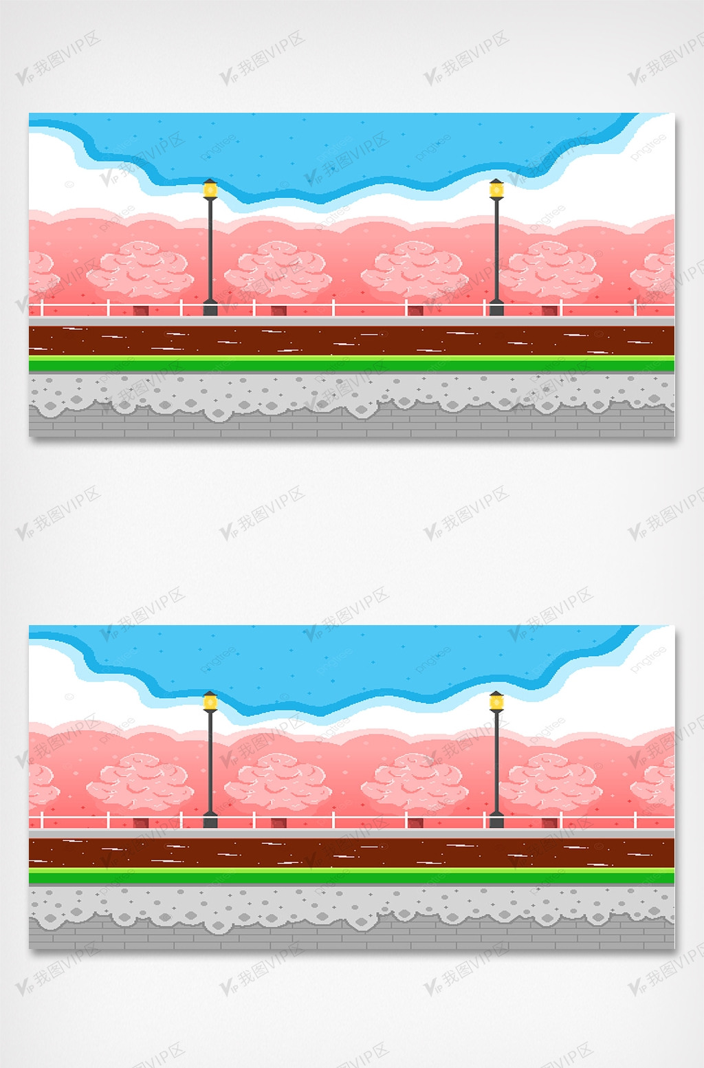 城市公园樱花像素背景