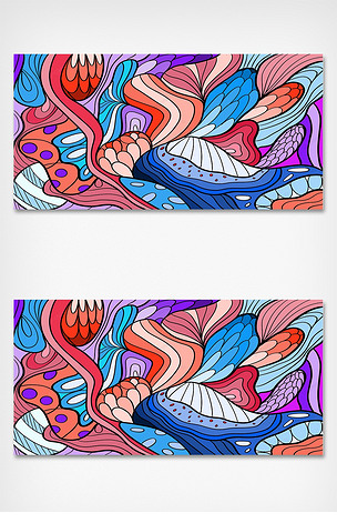 海底抽象艺术线条背景