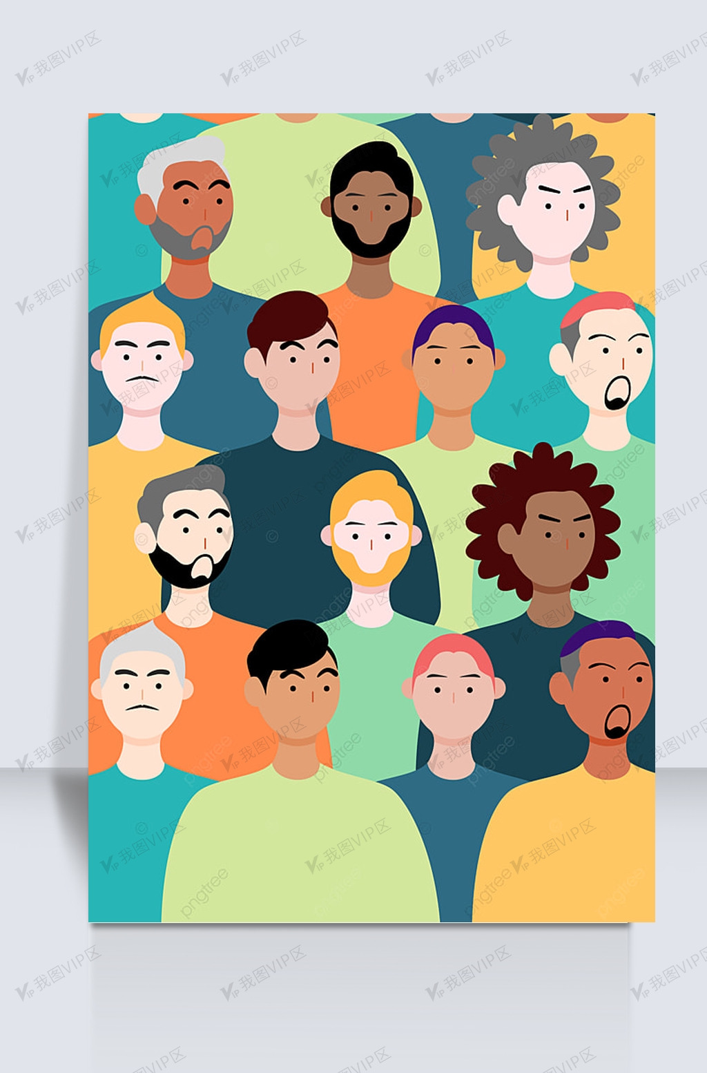 不同肤色男人人脸无缝隙背景图片素材(ai格式)免费下载_其他大全-我