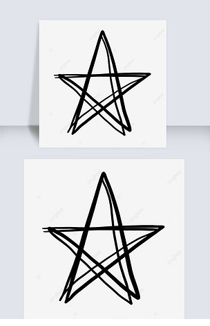 手绘黑白星星涂鸦图案简笔画