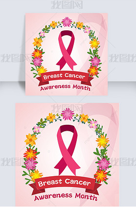 breast cancer awareness month pink flowers social media post
