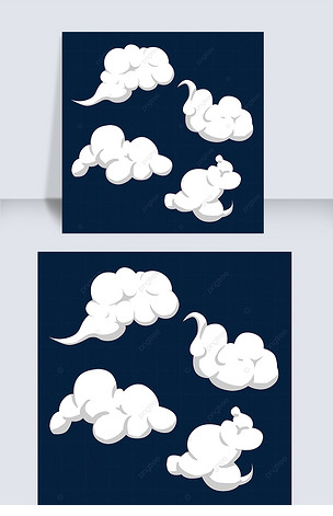 漫画风格烟雾云朵