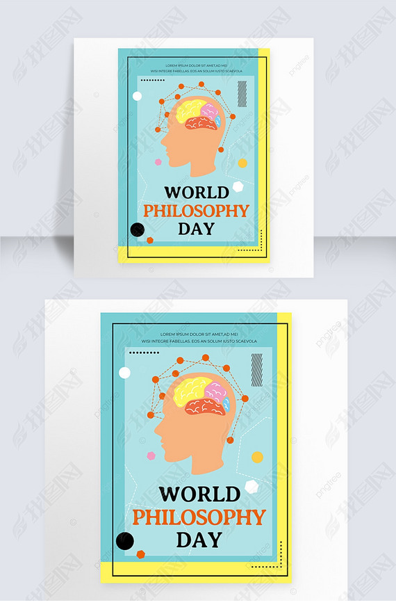 world philosophy day blue yellow silhouette