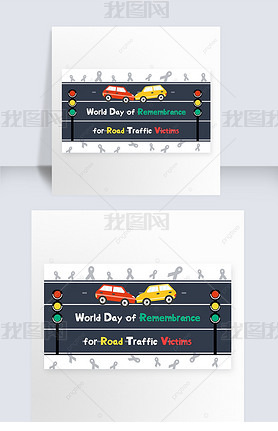 world day of remembrance for road traffic victims cartoon and fun banner