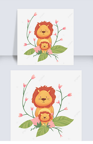 母亲节卡通动物狮子