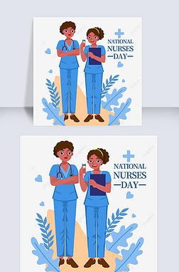 国际护士节穿蓝色工作服的护士
