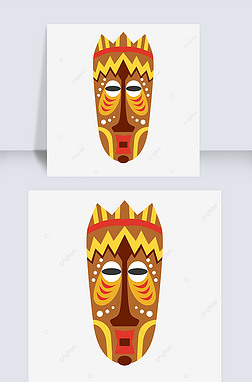 非洲原始部落图腾免抠元素|非洲原始部落王冠面具