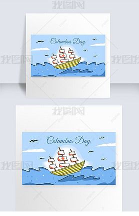 columbus day cartoon boat banner