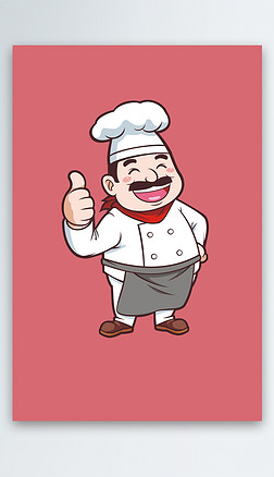 餐饮卡通中年男厨师竖大拇指