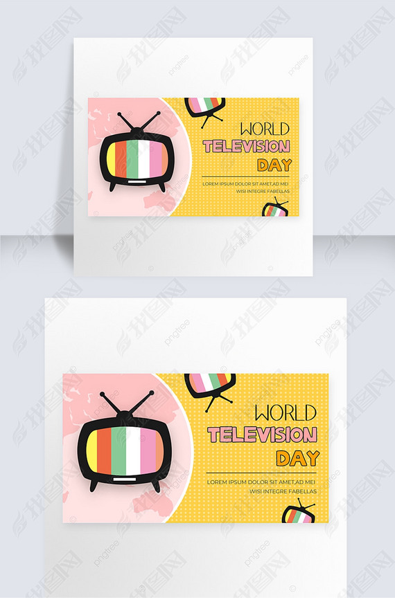 world television day pink yellow banner