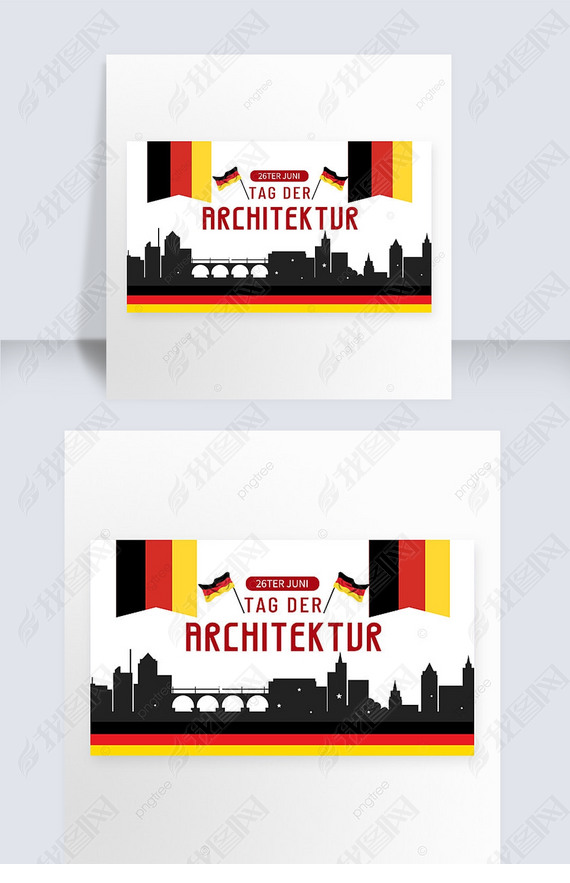 german architecture day cartoon and simplicity banner