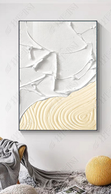 现代奶油风温馨肌理暖色抽象装饰画4