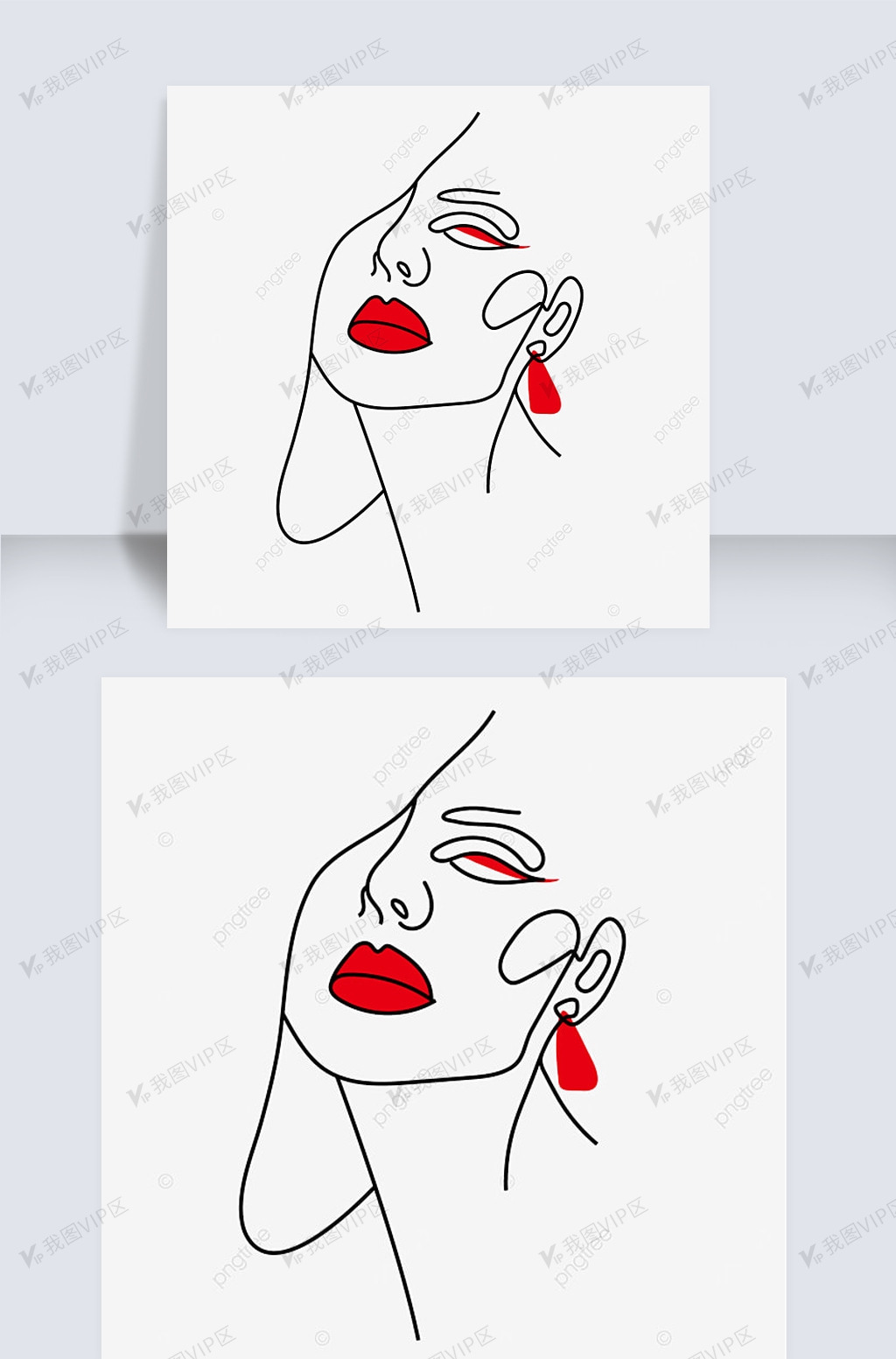 抽象线条画风格女性五官