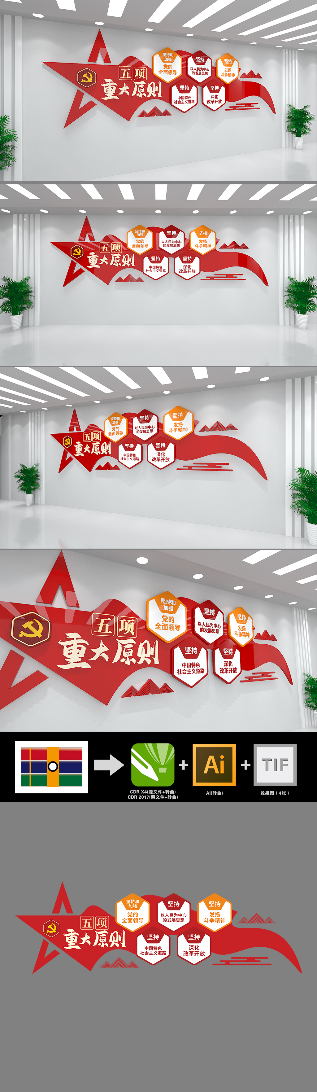 五项重大原则精神学习党建文化墙