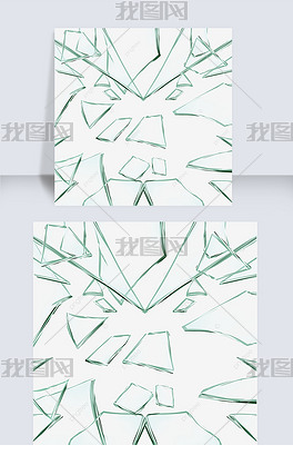 很多碎片的破碎的透明玻璃