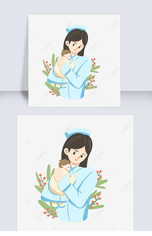 国际助产士日可爱的护士与小孩