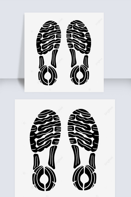条纹图案鞋底踪迹黑白鞋印