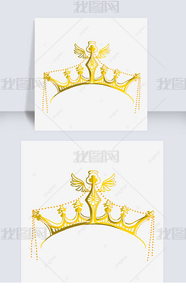 原创天使翅膀纯金卡通金色皇冠