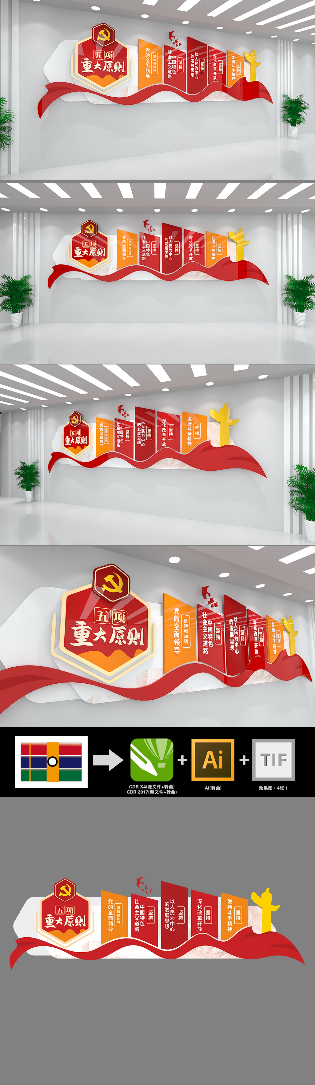 五项重大原则党建文化墙
