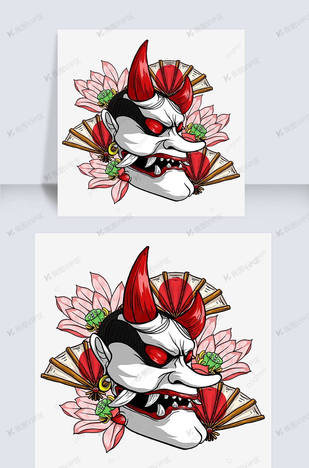 汉尼娅面具日本恶鬼荷花