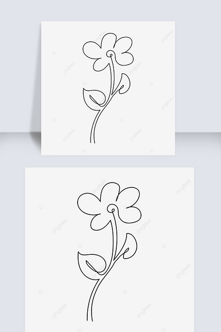 简单线条小花抽象线条画花卉