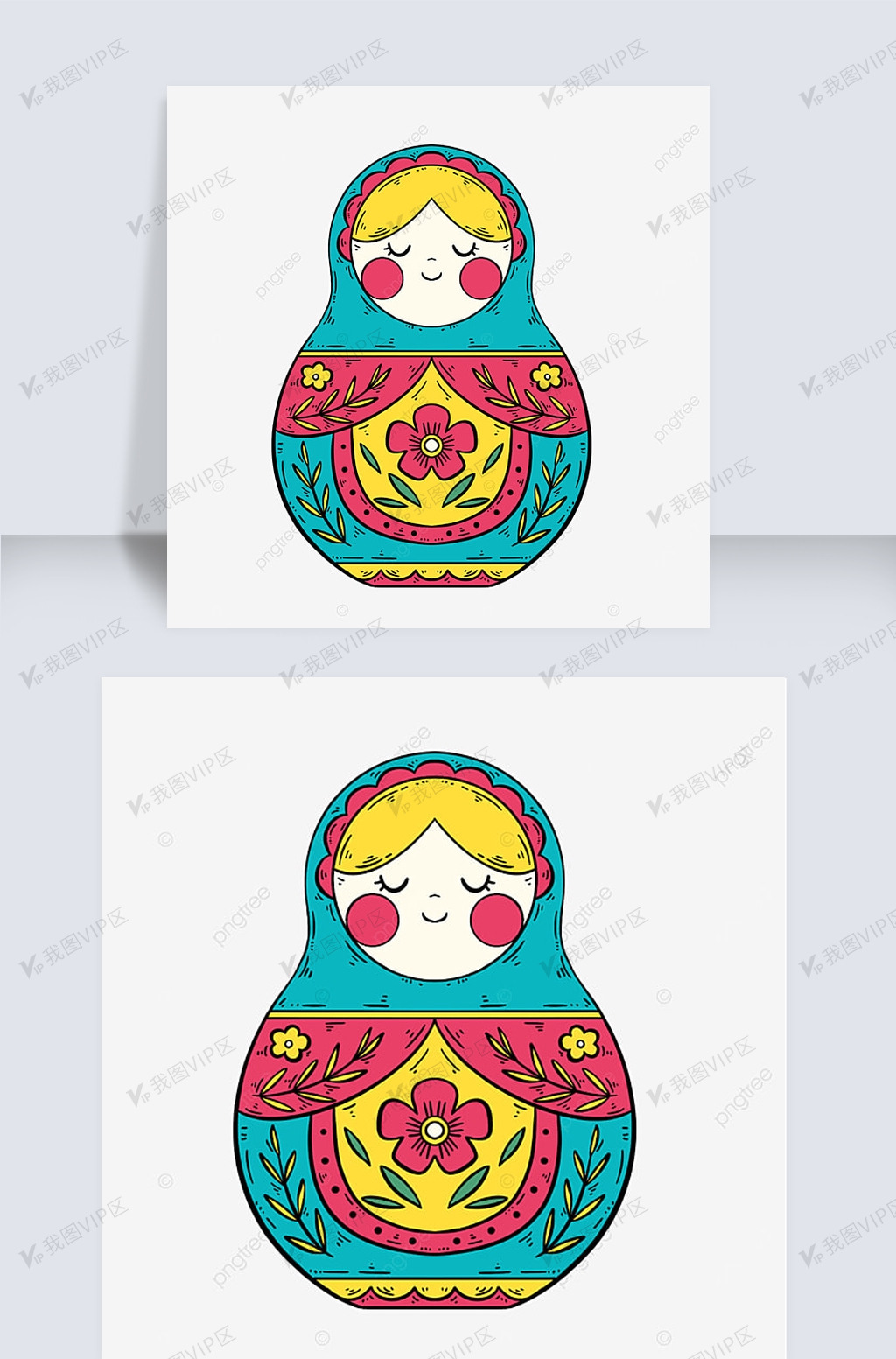 俄罗斯谢肉节彩色花纹套娃图片素材(psd分层格式)免费下载_其他大全